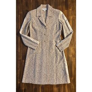 St. John Collection Women's 2 Tweed Coat Long Button Close Collared